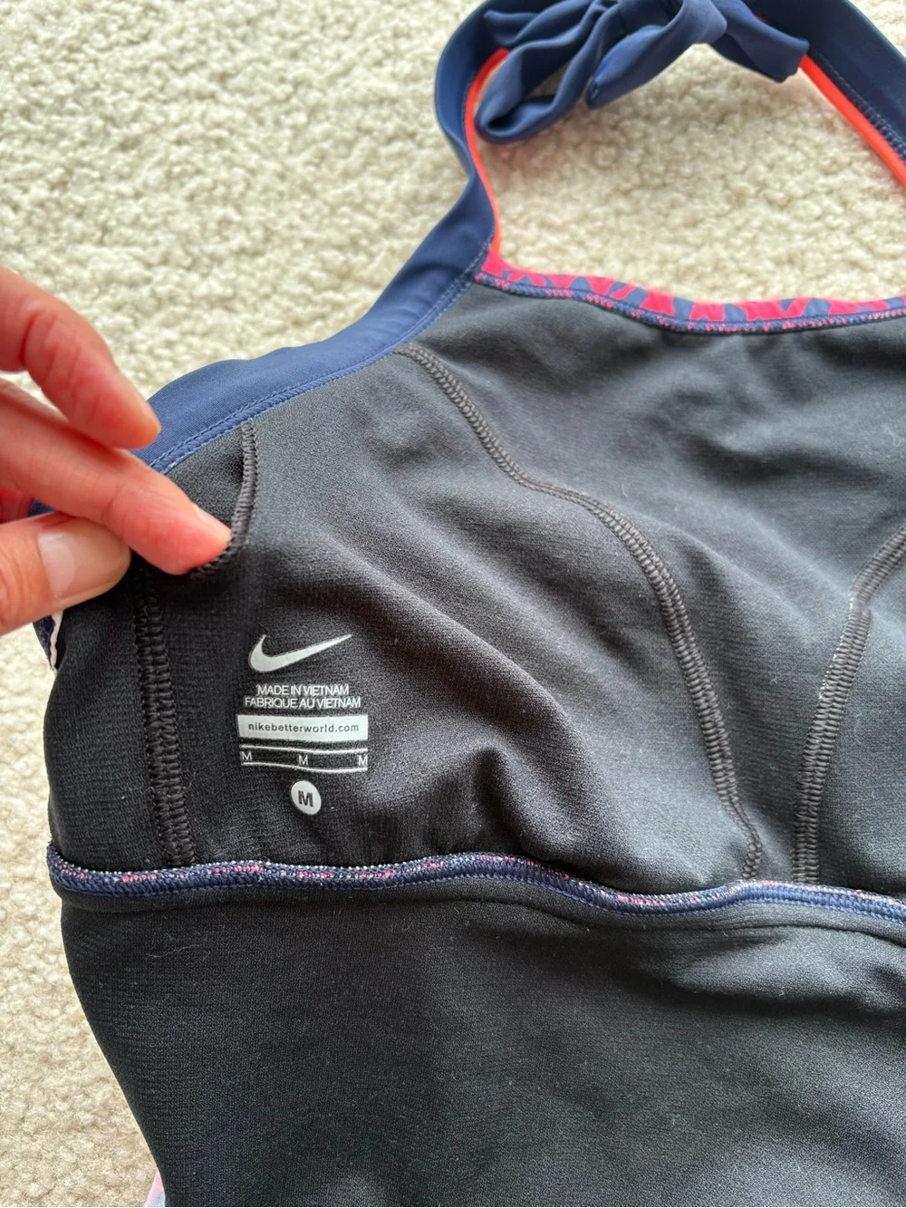 Nike Women's One-Piece Halter Swimsuit Pink & Navy Print Size Medium
